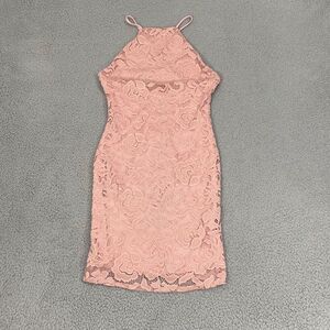 charlotte russe pink lace dress Charlotte Russe Pink Chiffon Lace Dress with Waist